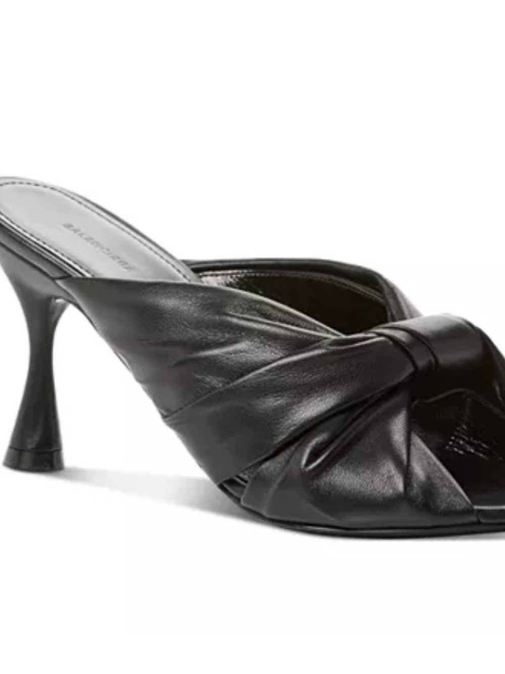 Balenciaga Black Knotted Leather Mule Heels